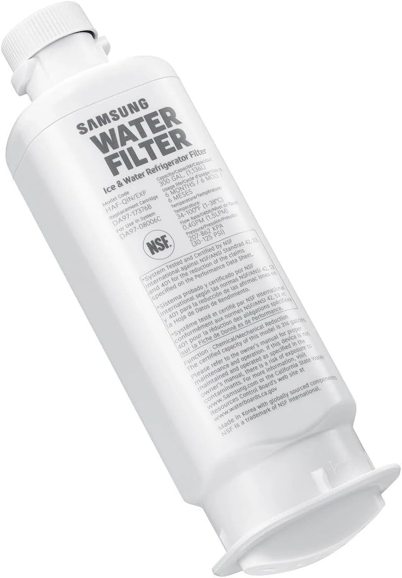 Samsung HAF-QIN/EXP Genuine Refrigerator Water Filter, Reduces 99% of Harmful Contaminants for Clean, Clear Drinking Water, 6-Month Life, Easy Install, Pack of 1