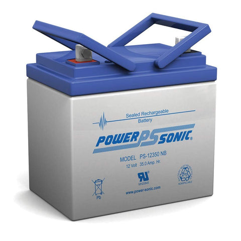 Power Sonic Rechargeable Sealed Lead Acid Battery PS-12350, 12 Volt 35.0 Amp Hour at 20-hr, 33.0 at 10-hr