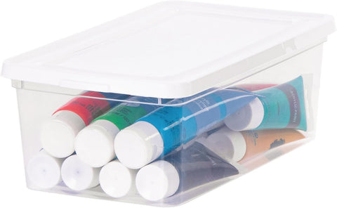 IRIS USA 20-Pack 6 Qt Storage Bins with Lids, Stackable Box, Clear/White