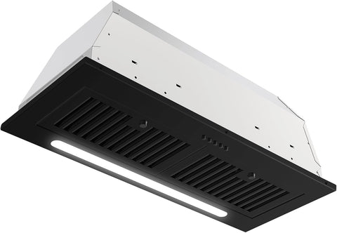 JOEAONZ Range Hood Insert 30 Inch 600 CFM Matte Black Built-in Extractor