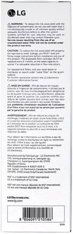 LG LT1000P - 6 Month / 200 Gallon Capacity Replacement Refrigerator Water Filter (NSF42, NSF53, and NSF401) ADQ74793501, ADQ75795105, AGF80300704, or AGF80300705 White
