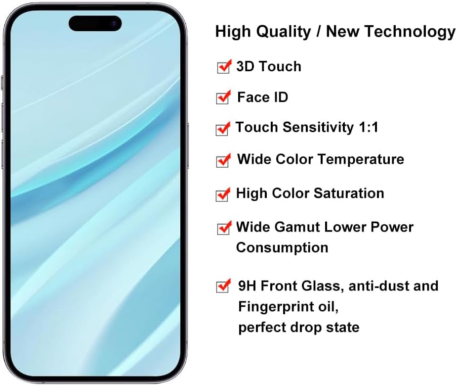 Fixerman for iPhone 16 Pro Screen Replacement 6.3 inch, 3D Touch LCD Display Digitizer Assembly with Repair Tools - Model A3083,A3292,A3293,A3294