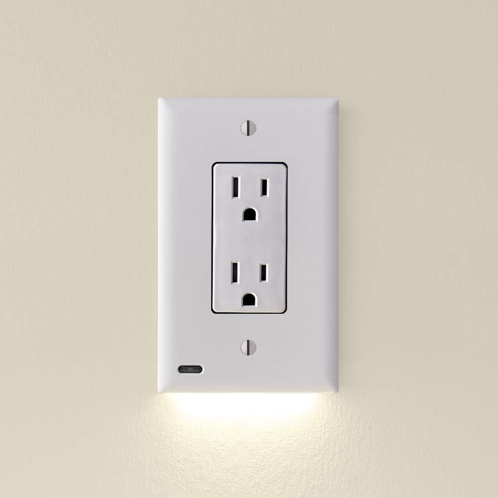 2 Pack - SnapPower GuideLight [for Standard Decor, Not GFCI outlets] - Night Light - Electrical Outlet Wall Plate with LED Night Lights - Automatic On/Off Sensor - (Décor, White)