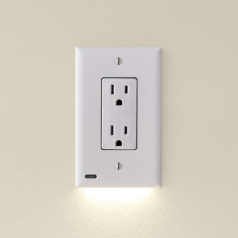 2 Pack - SnapPower GuideLight [for Standard Decor, Not GFCI outlets] - Night Light - Electrical Outlet Wall Plate with LED Night Lights - Automatic On/Off Sensor - (Décor, White)