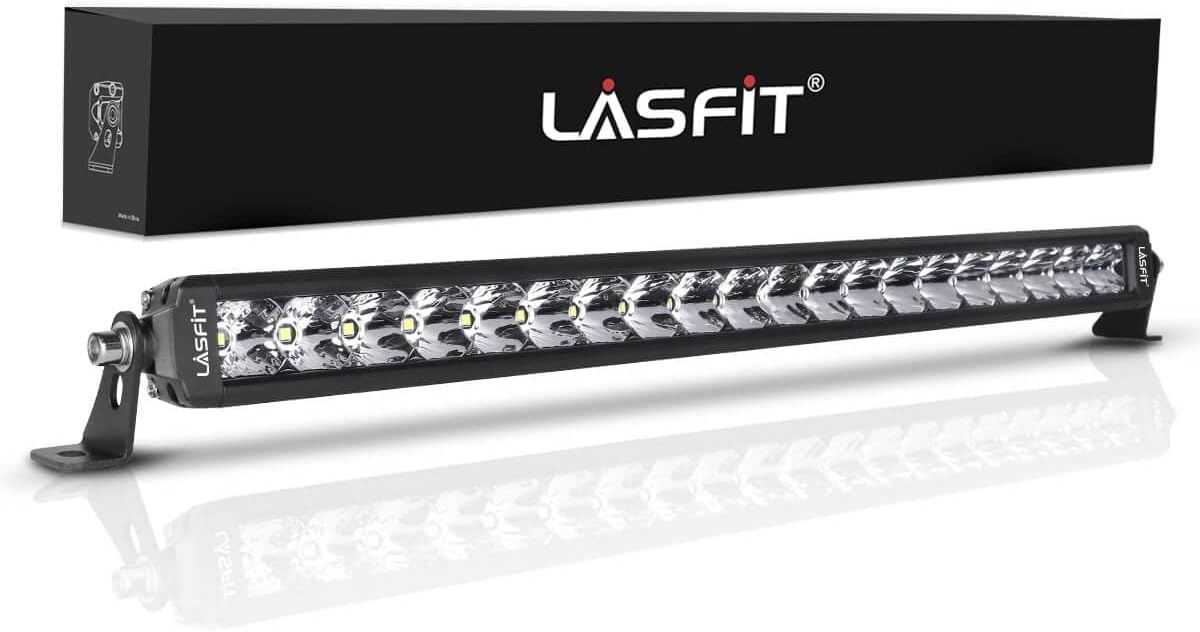 LASFIT 22 inch LED Light Bar, Slim Single Row, Spot Flood Combo Beam, IP67 Waterproof Front Bumper Grille Bar for 4Runner Tacoma Tundra Crosstrek GX LX UTV SxS Marine Boat