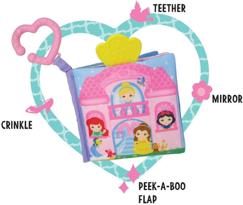 KIDS PREFERRED Disney Baby - Disney Princess Soft Book with Teether Toy & Crinke Pages - Picture Book for Newborns