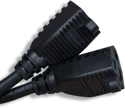 Cablelera Power Cord Extension and Splitter, NEMA 5-15P to NEMA 5-15R x 2, 16 AWG, 13A, 125V (ZWACPQAG-14) Black