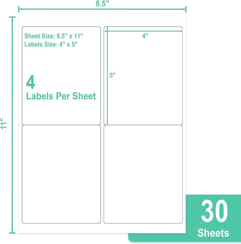 L LIKED 4"x5" Matte White Printable Address Stickers 120 Labels 30 Sheets