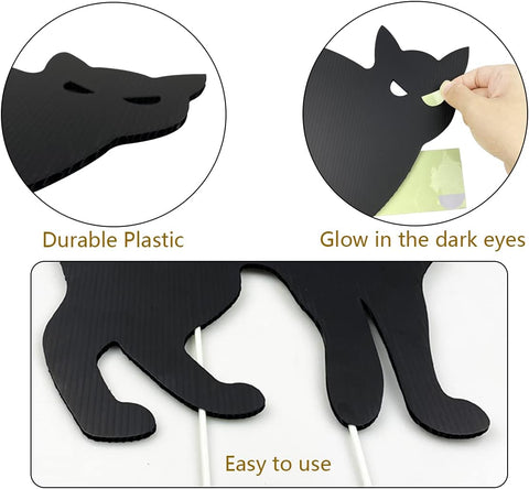 Anditoy 6 Pack Halloween Black Cat Yard Signs with Stakes Scary Silhouette Halloween Decorations for Outdoor Yard Lawn Garden Halloween Decor