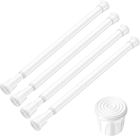 AIZESI 4PCS Small Spring Tension Curtain Rod 8 to 12 Inch, Mini DIY Tension Rods No Drill for Slim Window Sidelights, White
