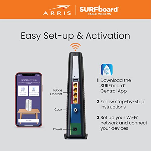 ARRIS SURFboard SBG8300 DOCSIS 3.1 Gigabit Cable Modem & AC2350 Wi-Fi Router , Comcast Xfinity, Cox, Spectrum & more , Four 1 Gbps Ports , 1 Gbps Max Internet Speeds , 4 OFDM Channels, Black