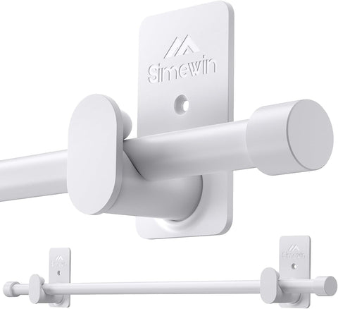 SIMEWIN Curtain Rods No Drilling for Windows 30 to 90 Inches, 5/8 Inch Diameter No Drill Small Curtain Rod Set with 3M Adhesive Brackets, White