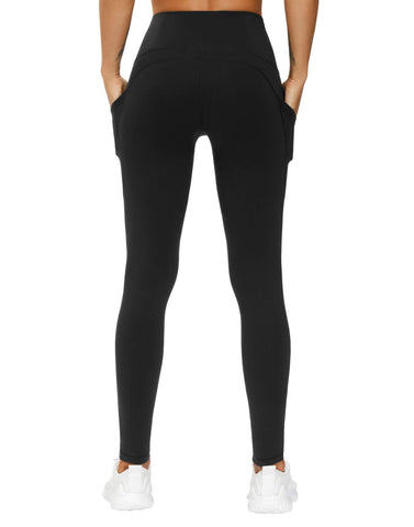 THE GYM PEOPLE Thick High Waist Yoga Pants with Pockets, Tummy Control Workout Running Yoga Leggings for Women (X-Small, Black)