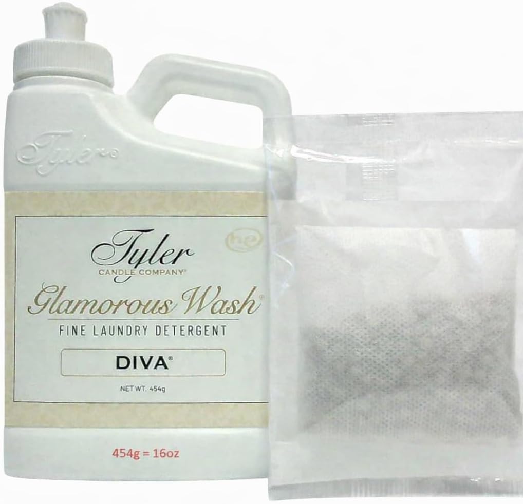 Tyler Candle Glamorous Wash Diva Laundry Detergent 128oz w/Diva Sachets Bundle (1)