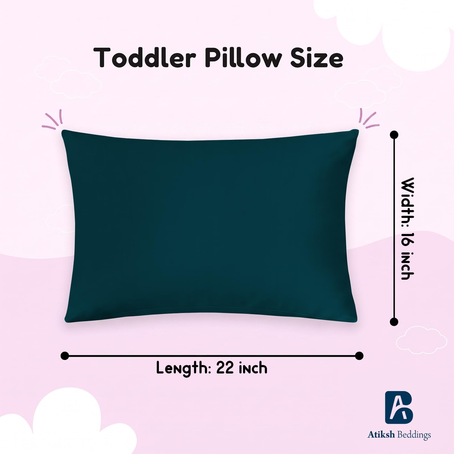 2 Pack Cotton Toddler Youth Pillowcase 16x22 Zipper Teal