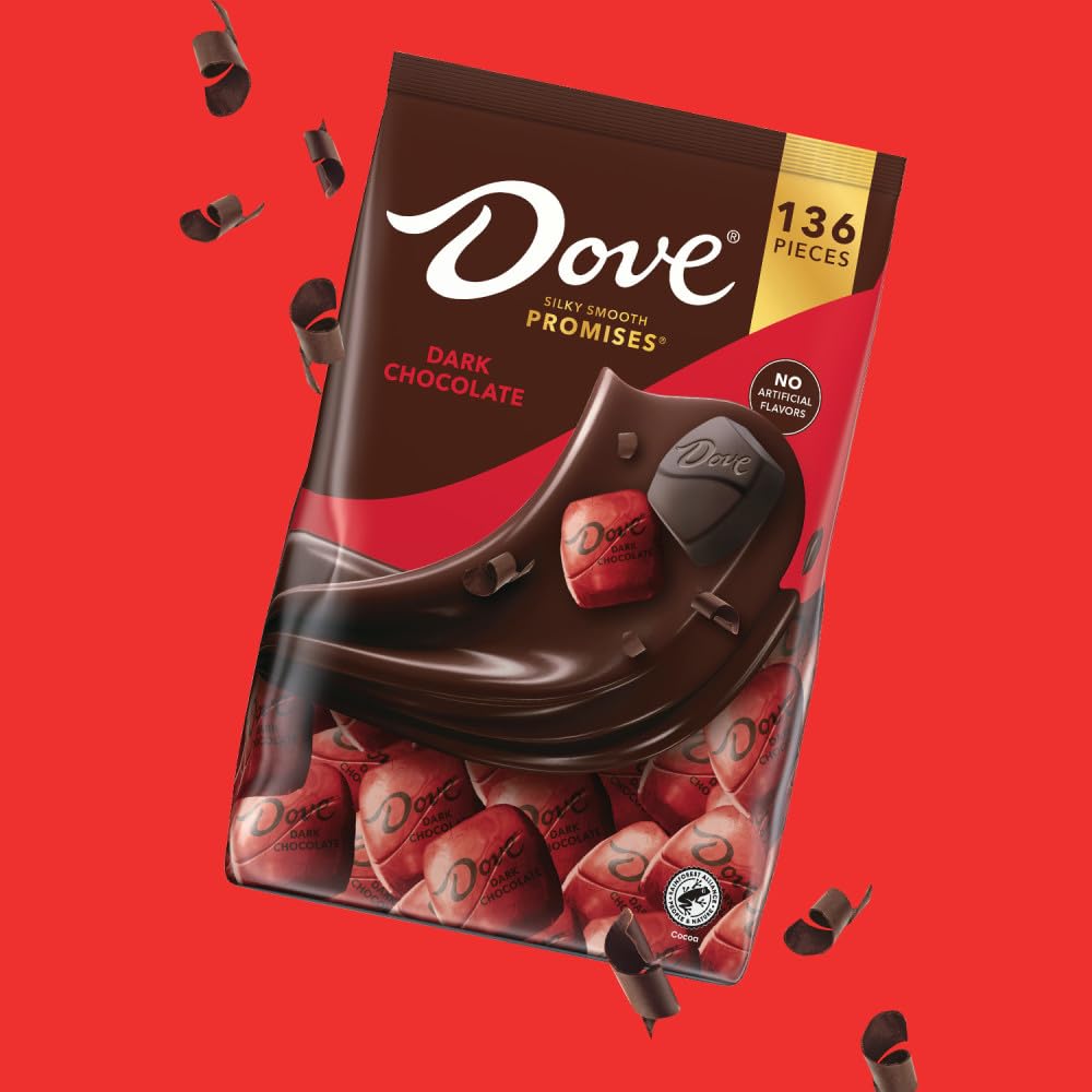 DOVE PROMISES Dark Chocolate Candy, Bulk, 136 Count, Bag, 38.9 Ounce (Pack of 6)