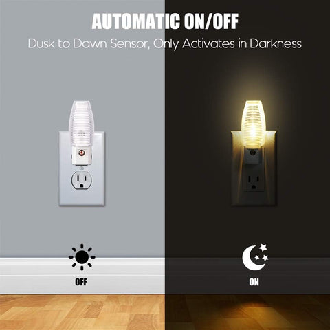 Emotionlite Plug-in Night Light, Dusk to Dawn Sensor, Warm White, 4 Pack