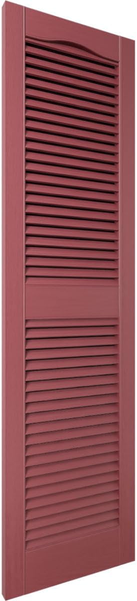 Ekena Millwork Lifetime Vinyl LL1S14X05500WN Standard Cathedral Top Center Mullion, Open Louver Vinyl Shutters, w/Installation Shutter-Lok's & Matching Screws (Per Pair), 14.5""W x 55""H, Wineberry