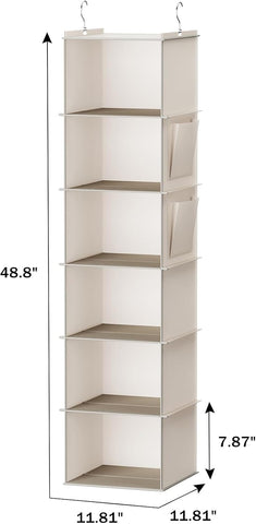 YOUDENOVA Hanging Closet Organizer and Storage, 6-Shelf, Beige