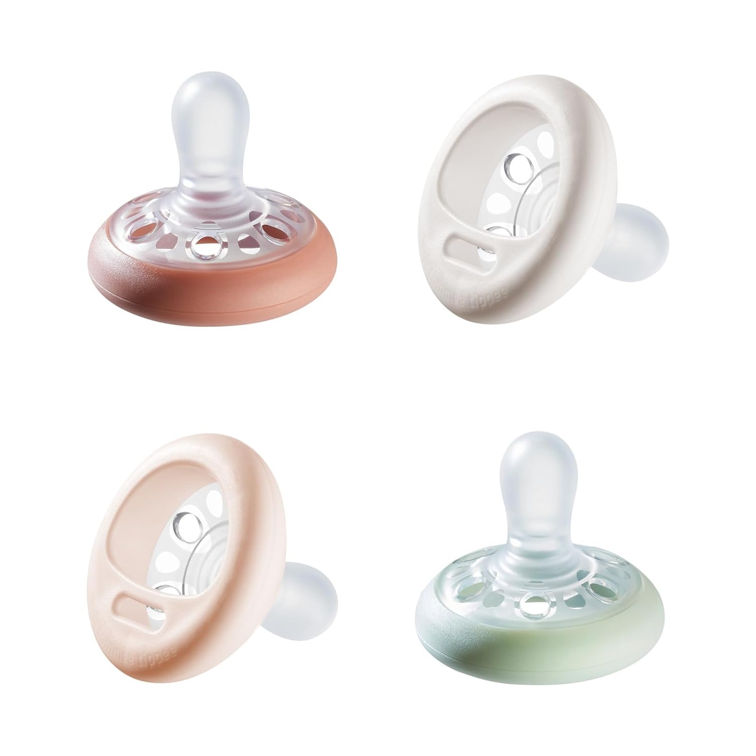 Tommee Tippee Breast-Like Pacifier, Symmetrical Design, Natural Breast-Like Baglet, BPA-Free Binkies, Rose/Green/Cream, 0-6 Month (Pack of 48)