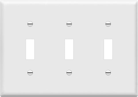ENERLITES Triple Light Switch Wall Plate, Gloss Finish, Standard Size 3-Gang 4.50" x 6.38", Unbreakable Polycarbonate Thermoplastic, 8813-W, White