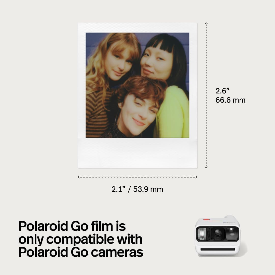 Polaroid Go Color Film, White Frame, 16 Photos (6017), Compatible with Go Cameras Only