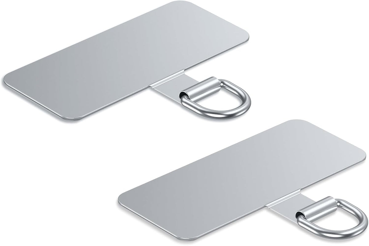 Phone Lanyard Tab, Heavy Duty Tether Tab for iPhone & Android, Metal Lanyard Patch & Strap Adapter, 44lbs Load Capacity, Universal Phone Case Insert for Strap & Charm (Fashion Silver*2)
