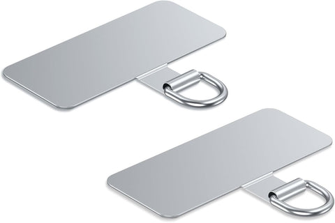 Phone Lanyard Tab, Heavy Duty Tether Tab for iPhone & Android, Metal Lanyard Patch & Strap Adapter, 44lbs Load Capacity, Universal Phone Case Insert for Strap & Charm (Fashion Silver*2)