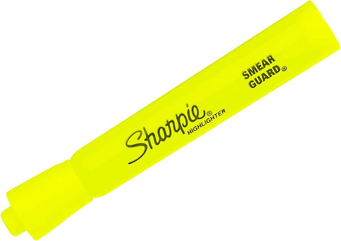 Sharpie Tank Highlighters, Chisel Tip, Fluorescent Yellow, 12 Count