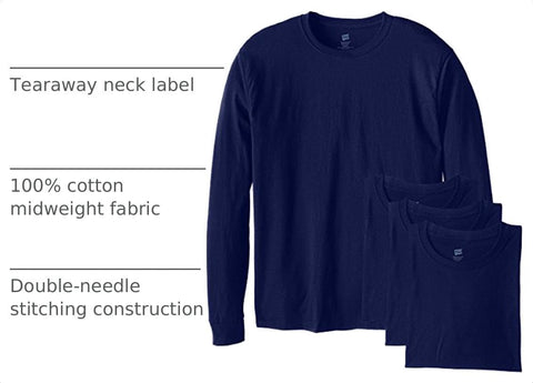 Hanes Men's Essentials Long-Sleeve T-Shirt, Crewneck Cotton T-Shirts for Men, 2-Pack