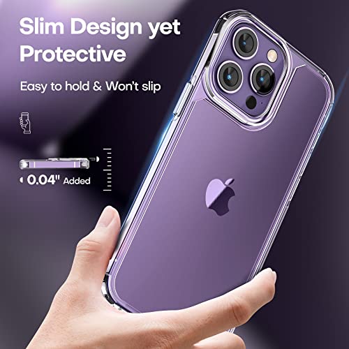 TAURI for iPhone 14 Pro Case, [5 in 1] 1X Clear Case [Not-Yellowing] with 2X Screen Protectors + 2X Camera Lens Protectors, [Military Grade Drop Protection] Slim Shockproof Case for iPhone 14 Pro