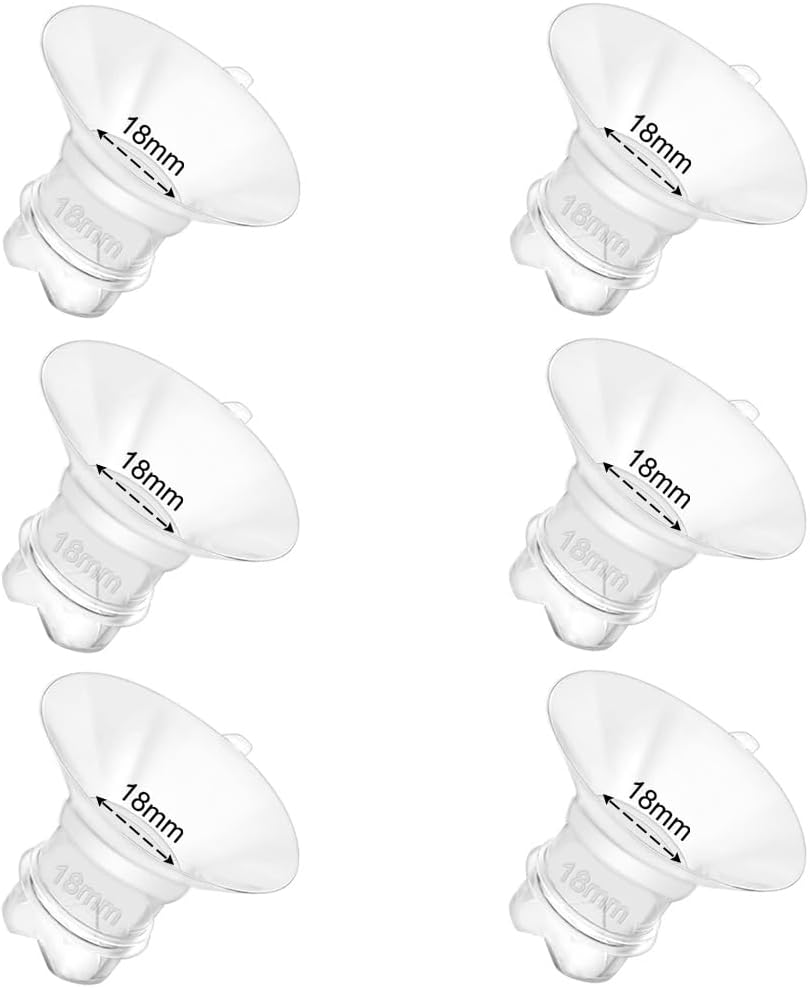 6pcs Updated Silicone Flange Insert 18mm Compatible with Momcozy/Medela/Spectra/Eufy/Lansinoh/TSRETE/Elvie/NCVI/Paruu Breast Pump, for 24mm Flange/Shield, Breastfeeding Essential Replacement Pump Part