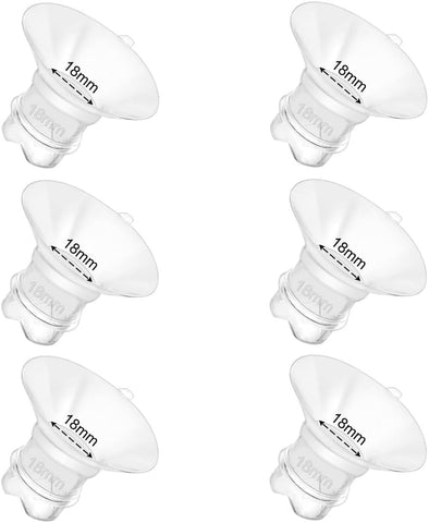 6pcs Updated Silicone Flange Insert 18mm Compatible with Momcozy/Medela/Spectra/Eufy/Lansinoh/TSRETE/Elvie/NCVI/Paruu Breast Pump, for 24mm Flange/Shield, Breastfeeding Essential Replacement Pump Part
