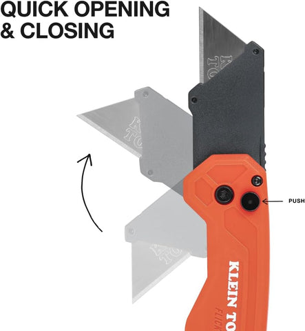 Klein Tools 44307 FLICKBLADE Folding Utility Knife, Subcompact Design with Quick-Change Triple-Ground Carbon Steel Blade, Dual Locking Positions, and Pocket Clip