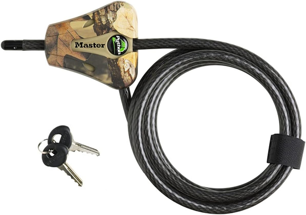 Master Lock Keyed Alike Python Trail Camera Adjustable Camouflage Cable Locks w/8 Keys, 8418KA-4 CAMO 4-Pack