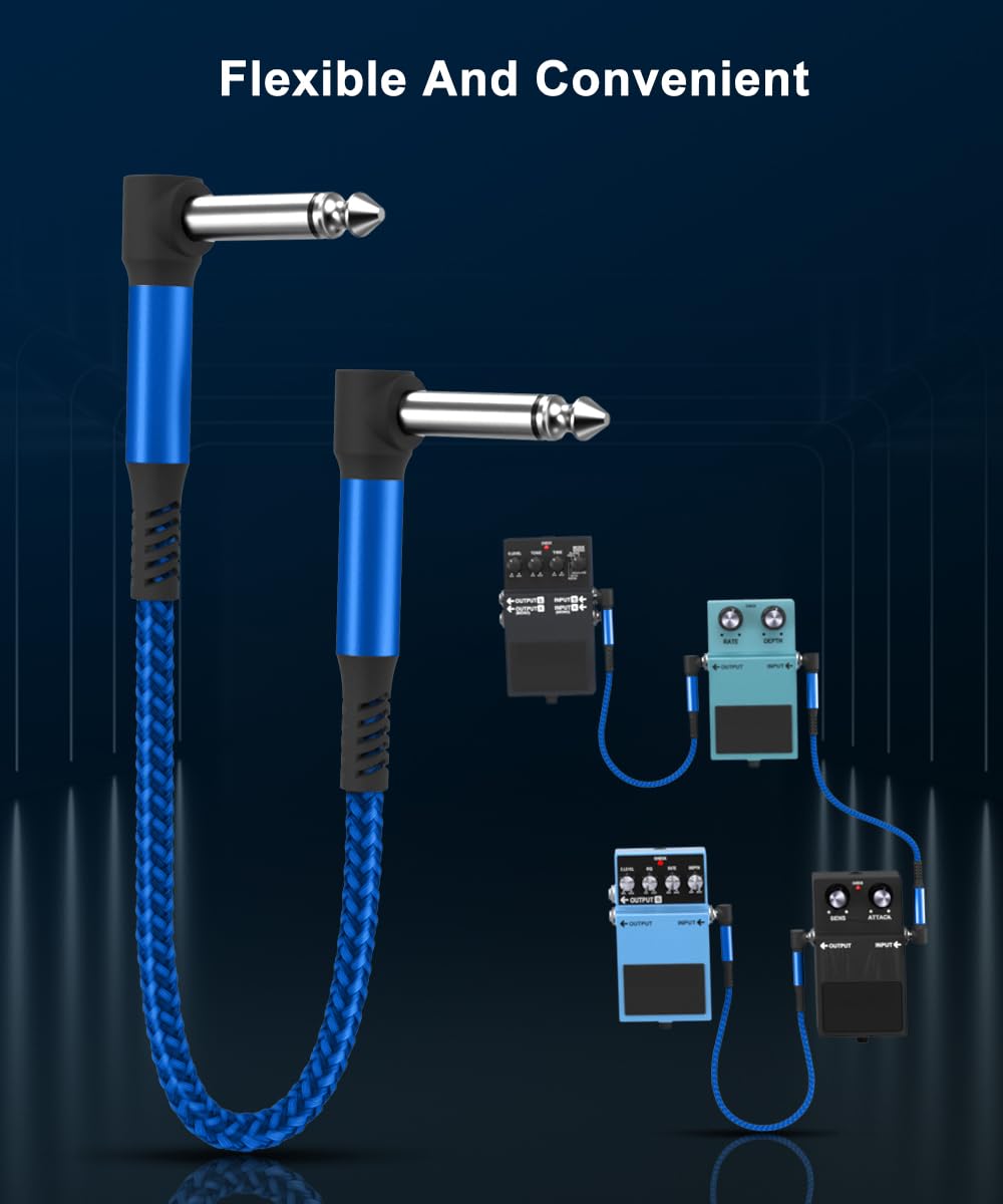 Elebase Guitar Patch Cables 6-Pack,6.35MM Effects Pedal Board Cord