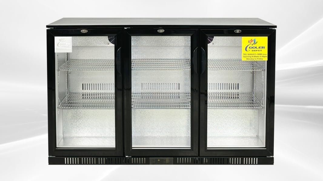 Beer Back Bar Cooler 3 Glass Door (Swing Door) 53" Width Beer Fridge NSF Certified Beverage Refrigerator 11.8 cu.ft Under Counter Height 35°-46°F Black bb3dup