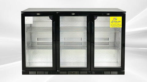 Beer Back Bar Cooler 3 Glass Door (Swing Door) 53" Width Beer Fridge NSF Certified Beverage Refrigerator 11.8 cu.ft Under Counter Height 35°-46°F Black bb3dup
