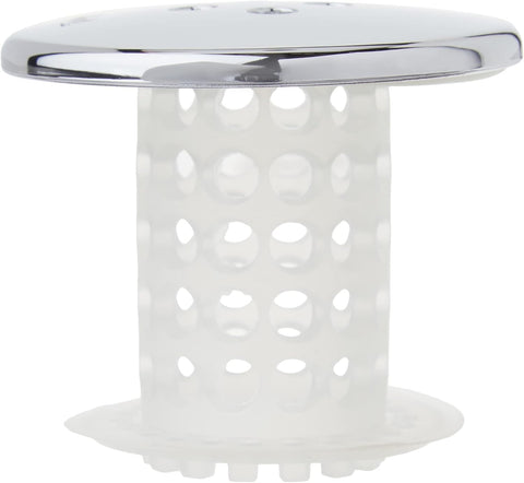 TubShroom Tub Drain Hair Catcher, Chrome – for Bathroom Drains, Fits 1.5” – 1.75” Bathtub and Shower Drains, White