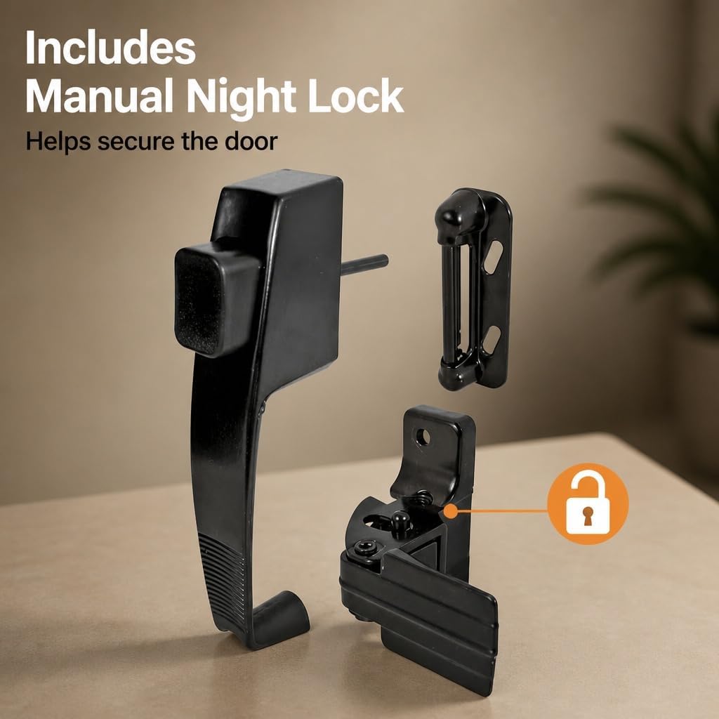 PRIME-LINE Screen & Storm Door Push Button Latch Set, Black, Night Lock