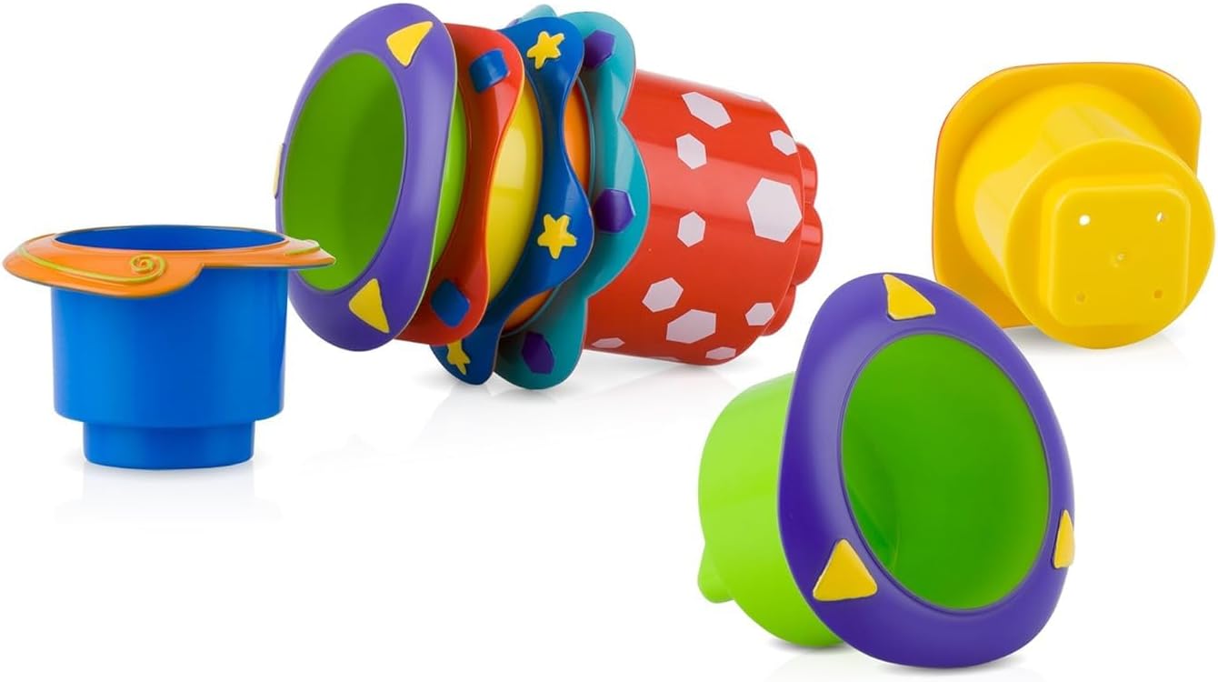 Nuby 5 Count Splish Splash Stacking Cups Baby Bath Toy