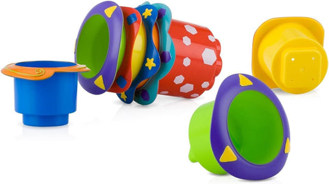 Nuby 5 Count Splish Splash Stacking Cups Baby Bath Toy
