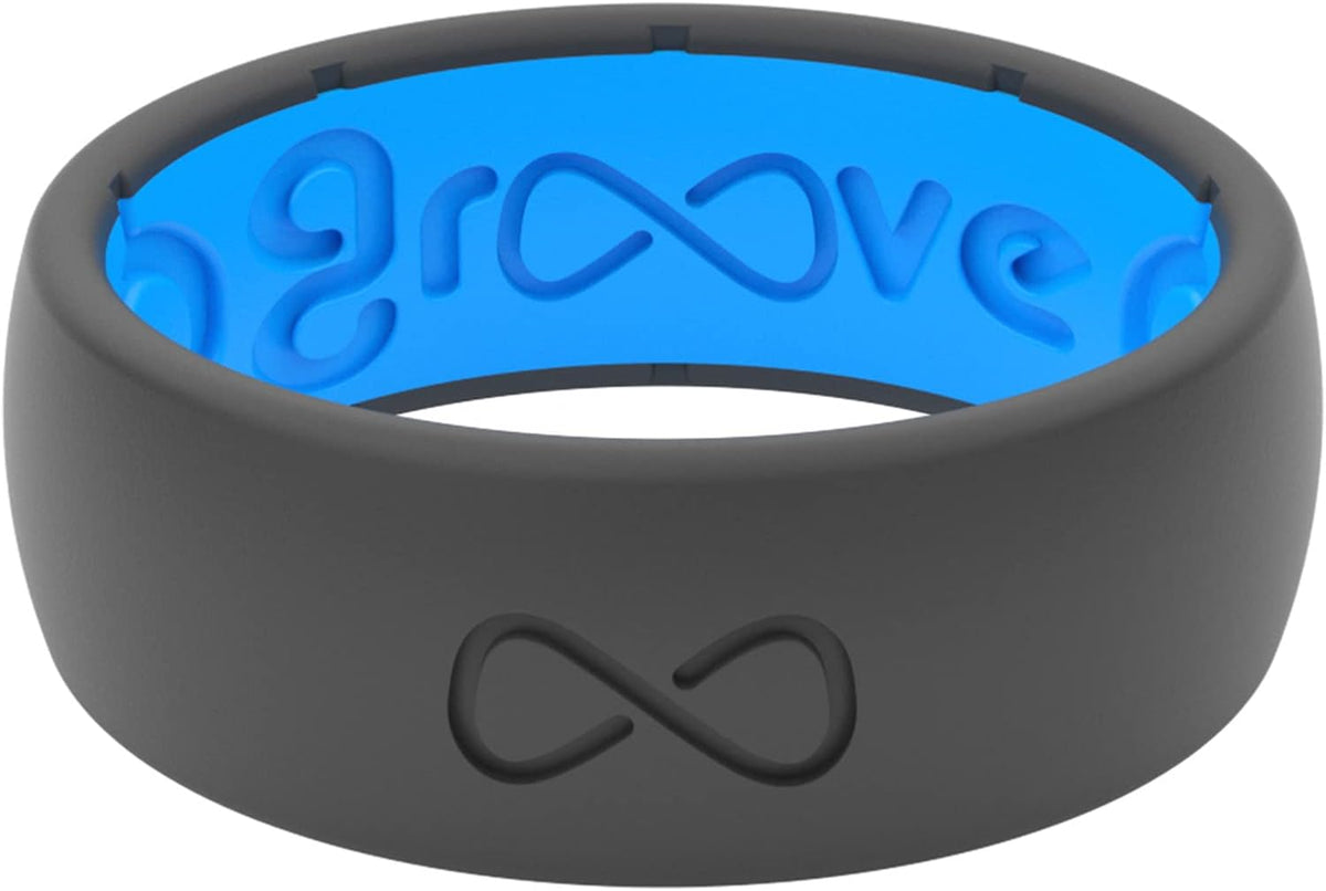 Groove Life Silicone Ring for Men, Breathable Rubber Wedding Band, Flexible