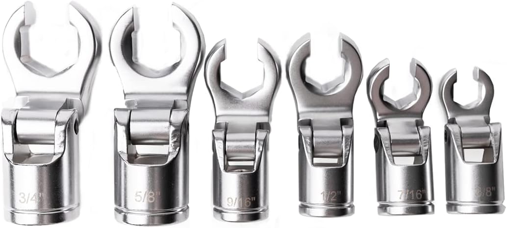 4LIFETIMELINES 3/8 in Crow's Foot Flare Nut Socket Set, 6-Pc SAE