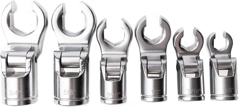 4LIFETIMELINES 3/8 in Crow's Foot Flare Nut Socket Set, 6-Pc SAE
