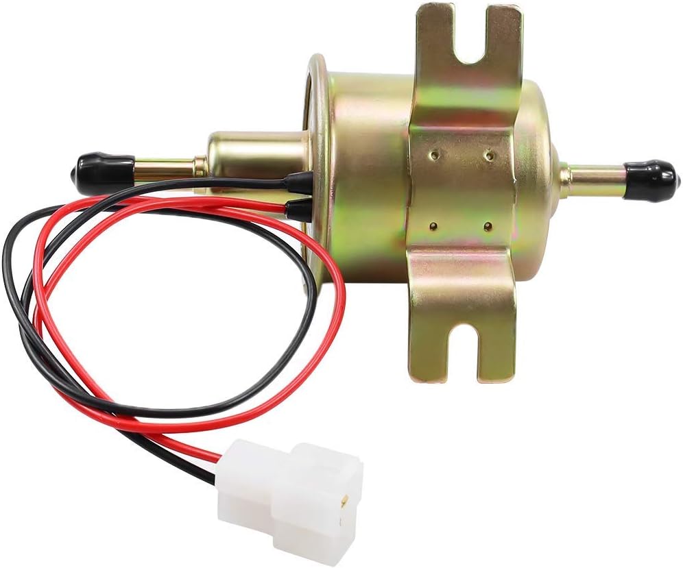 Electric Fuel Pump 12V Universal Low Pressure 12 Volt Transfer Inline Fuel Pump for Lawn Mower Carburetor Gas Diesel Engine 2.5-4psi HEP-02A