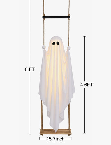 Halloween Decorations Outdoor 4.6FT Large Pre-Assembled Hanging Swing Ghost