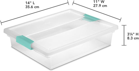 Sterilite Clip Box, Stackable Clear Plastic Bins- Large, 12-Pack