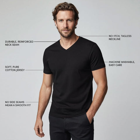 Lands' End Men's V-Neck Undershirt 3 Pack