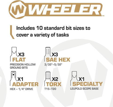 Wheeler Manual Firearms Accurizing Torque Wrench with Inch/Pounds Measurement, Bits and Storage Case for Scope Mounting, Gunsmithing and Maintenance